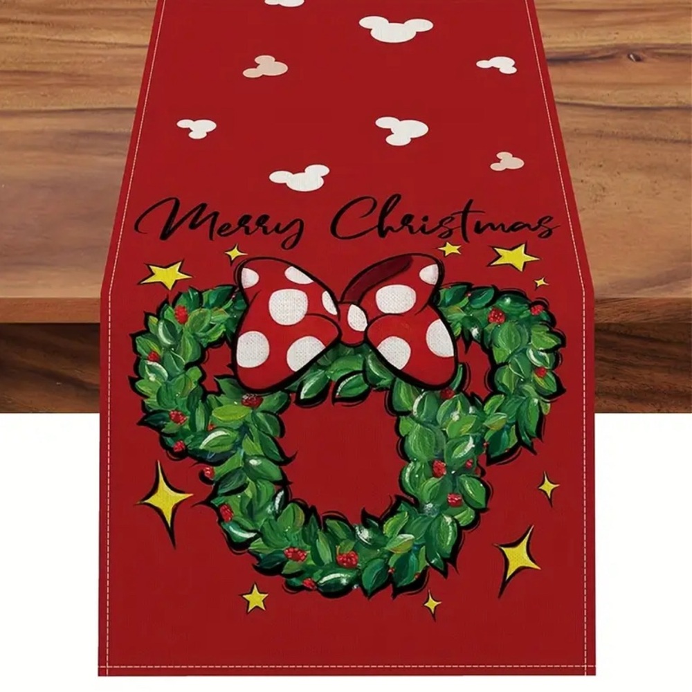 New Christmas Mickey Farmhouse Christmas Linen Table Runner 13x48